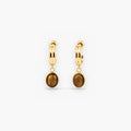 Tiger Eye Drop Hoop Earrings for Women