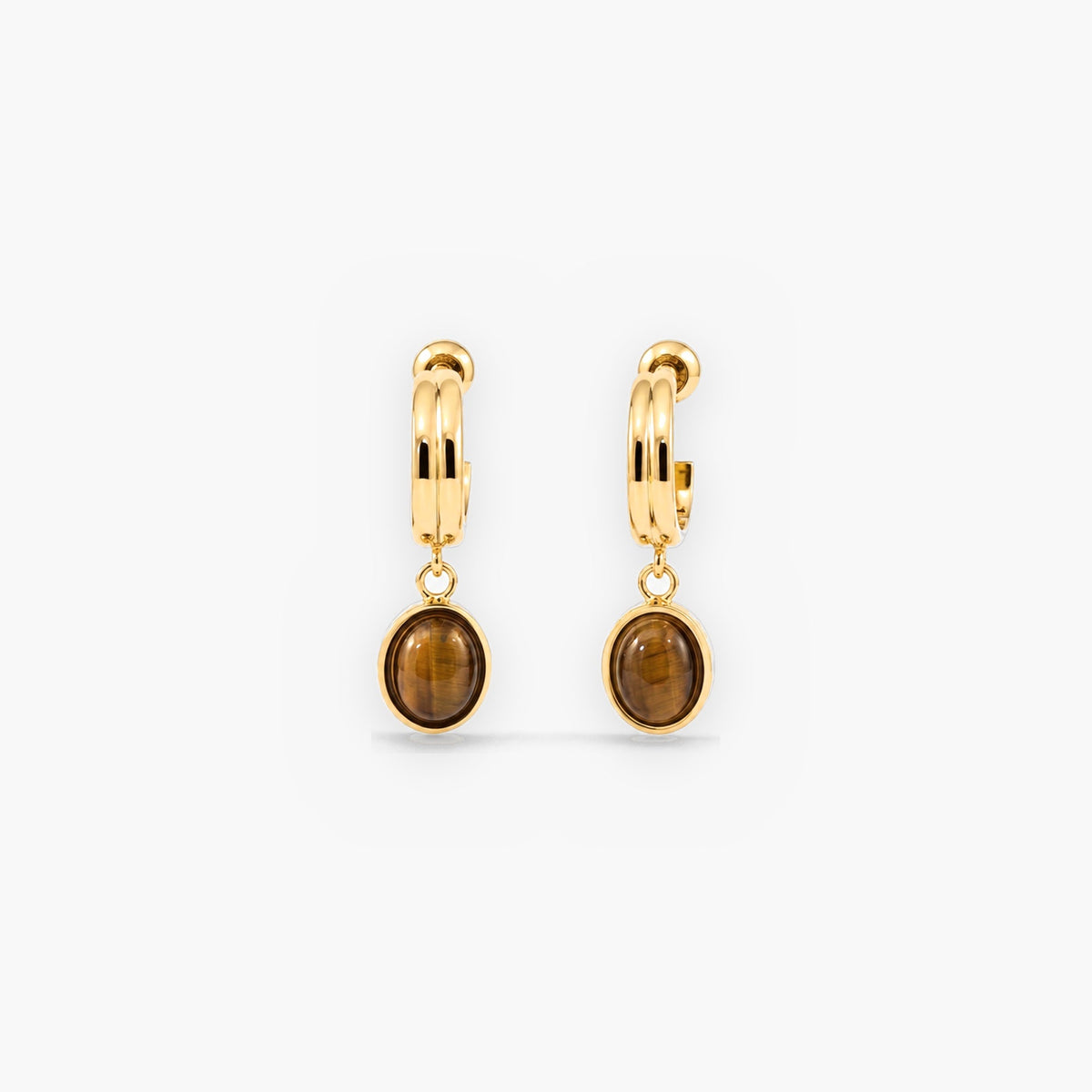 Tiger Eye Drop Hoop Earrings for Women