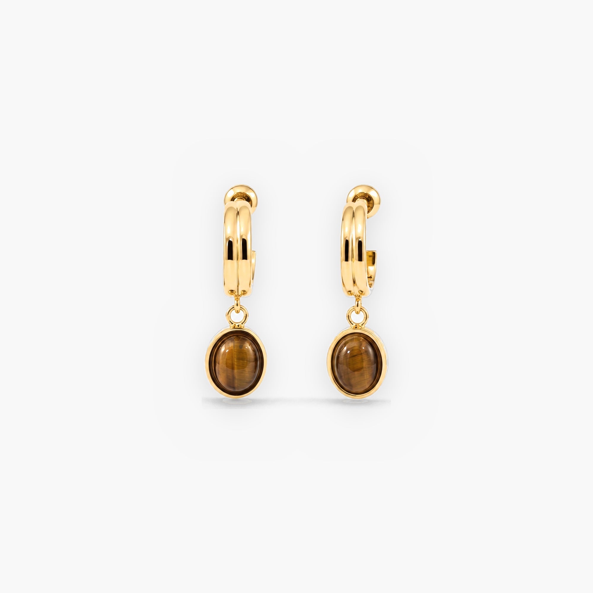 Tiger Eye Drop Hoop Earrings for Women