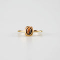 minimal tiger's eye ring in stainless steel, a gold waterproof tiger's eye ring for women
