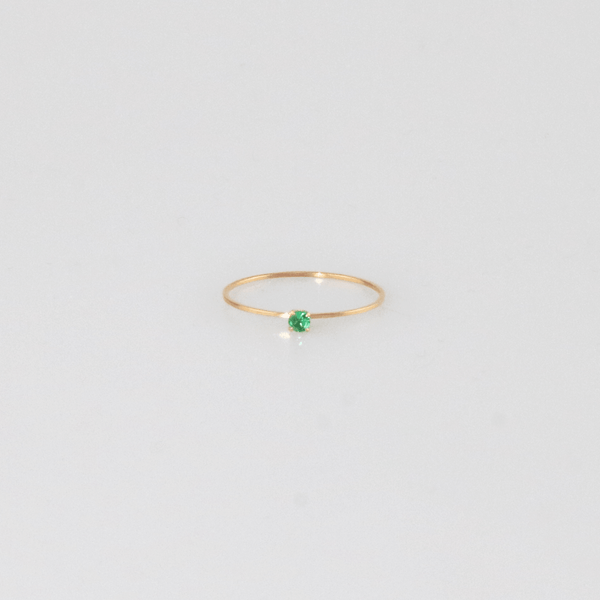 Tiny Green Stone Stacking Ring – Waterproof 18k Gold Plated