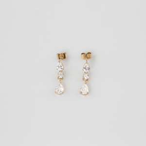 Triple CZ Drop-Earrings 