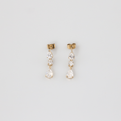 Triple CZ Drop-Earrings 