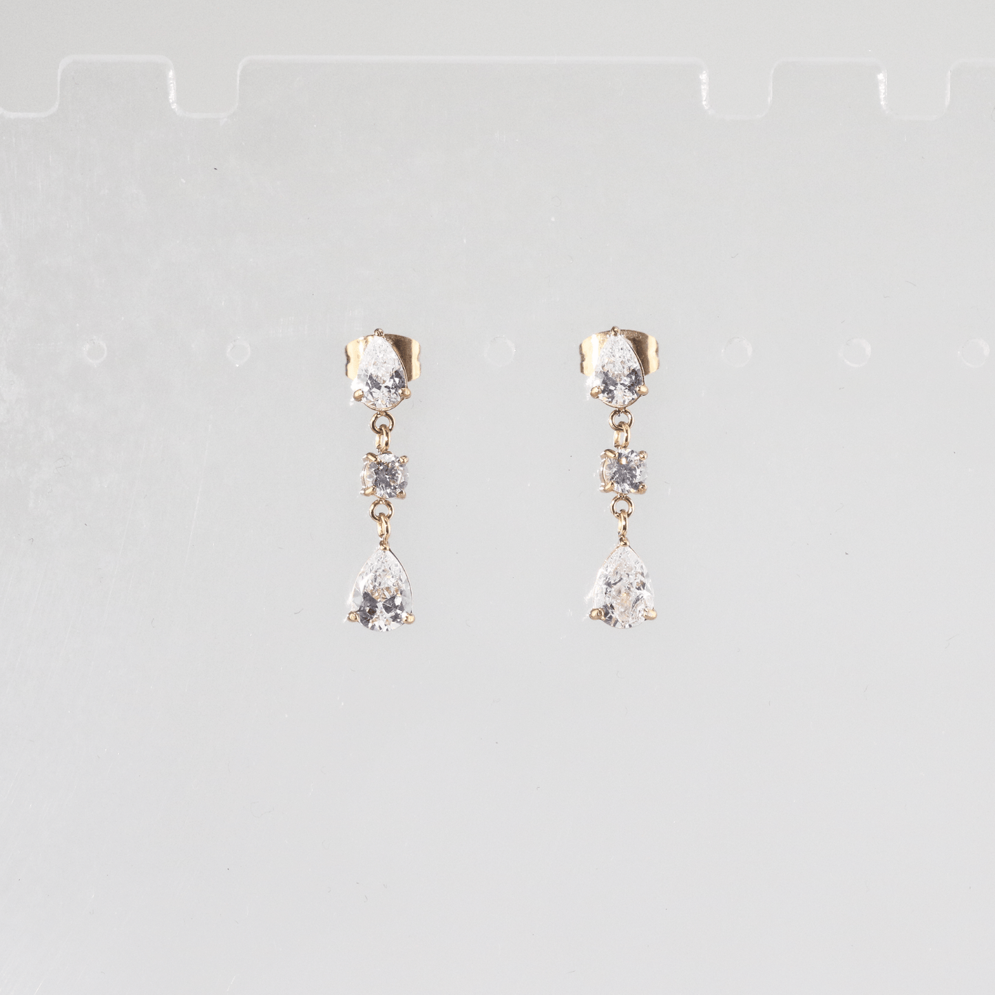  Triple CZ Drop Earrings 