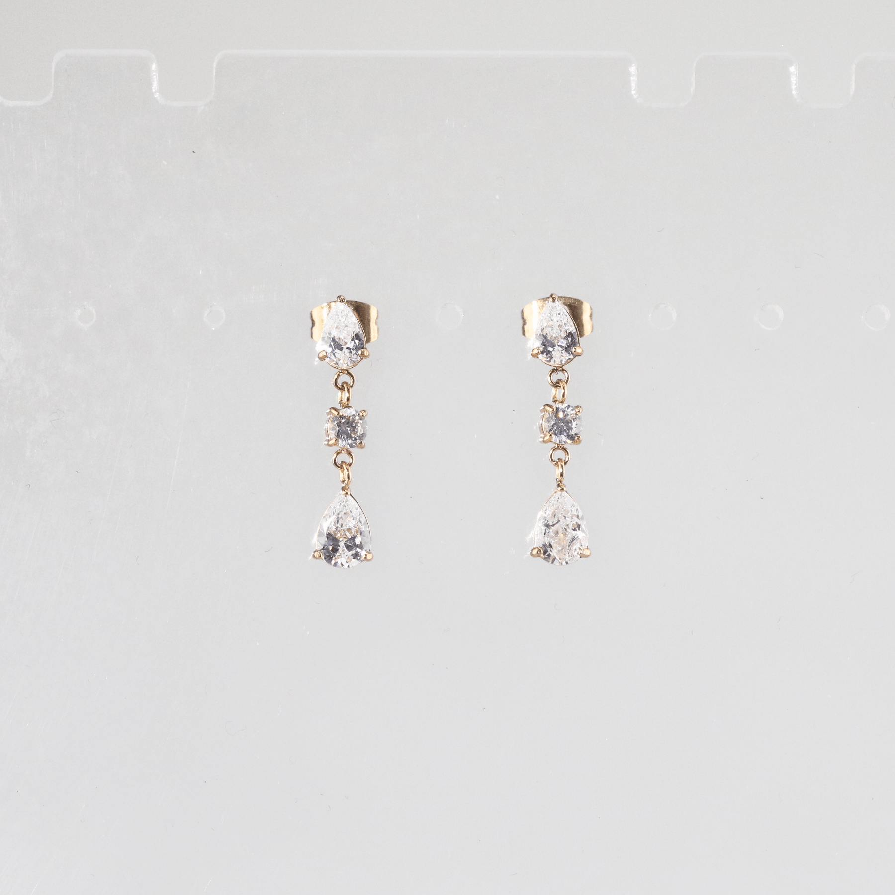  Triple CZ Drop Earrings 