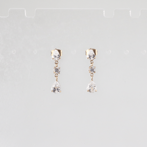  Triple CZ Drop Earrings 