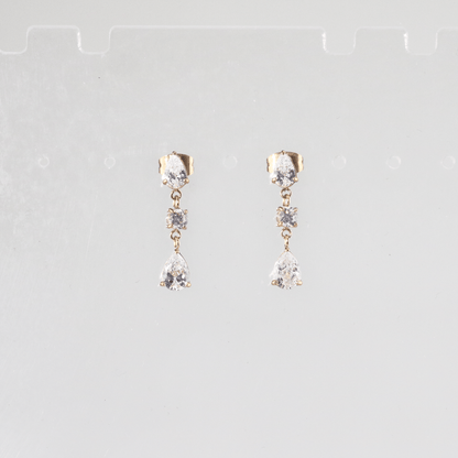  Triple CZ Drop Earrings 