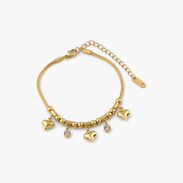 Triple Hearts Charm Bracelet – Waterproof 18k Gold Plated