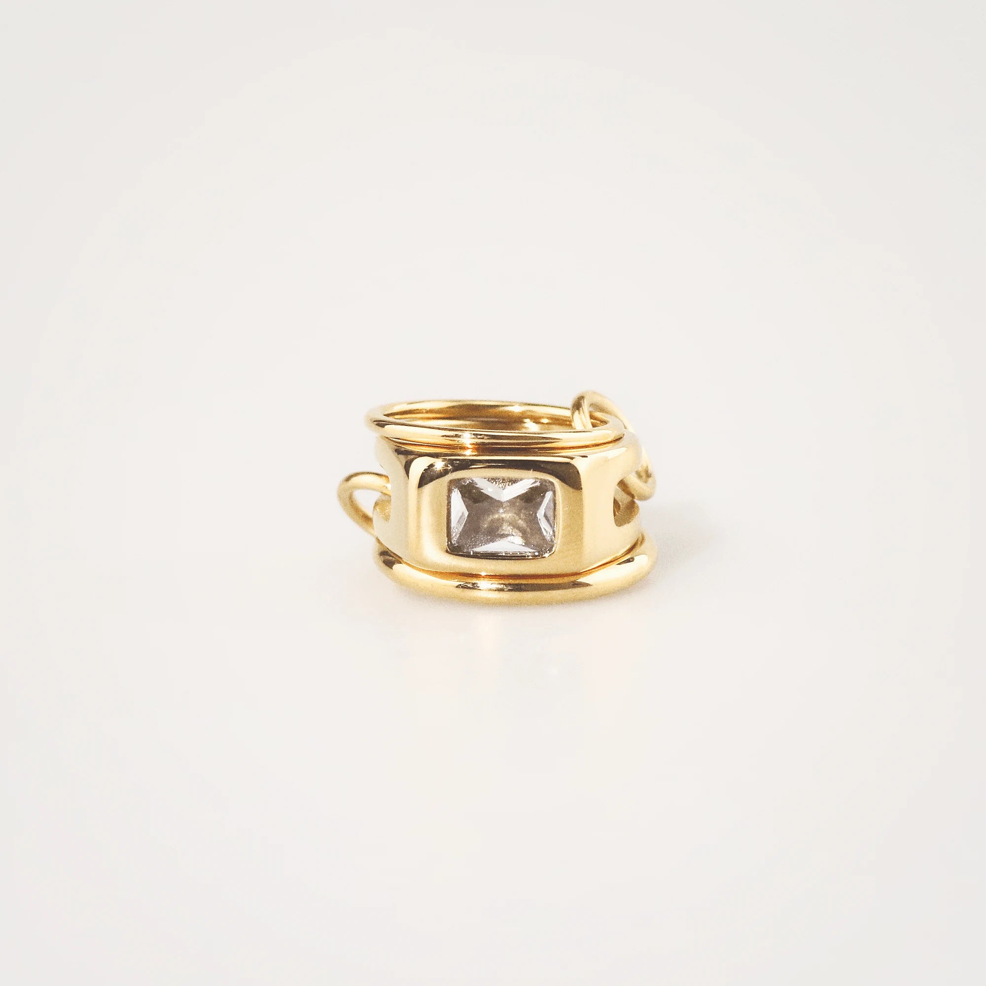 Triple Link Rectangle CZ Ring