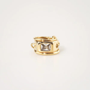 Triple Link Rectangle CZ Ring
