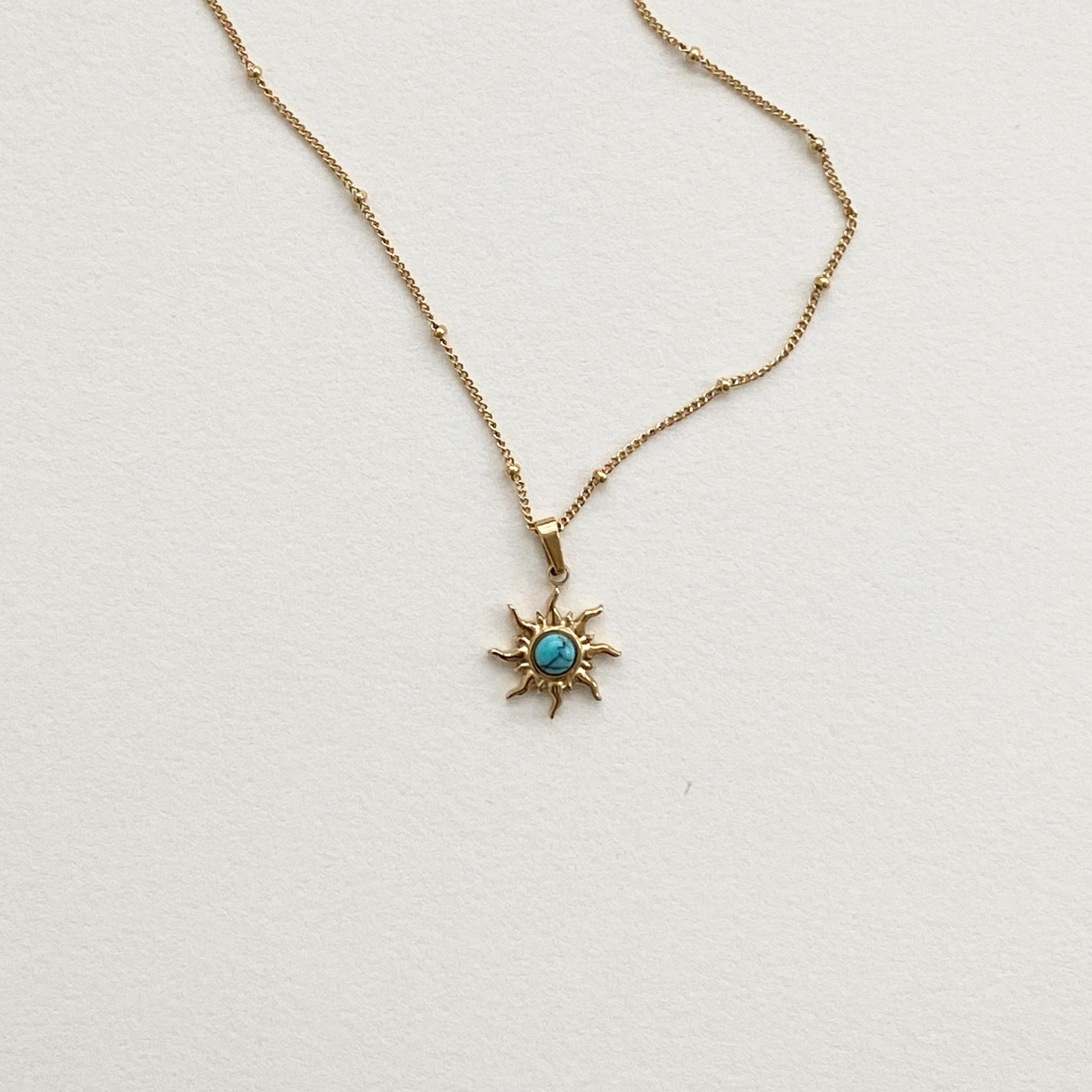 Turquosie sun pendant necklace