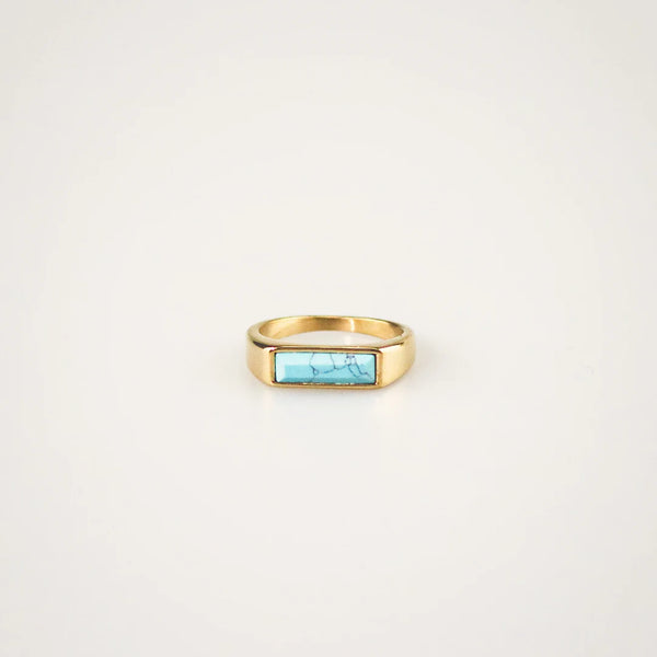 Bar Turquoise Ring - Waterproof 18k Gold Plated Stainless Steel