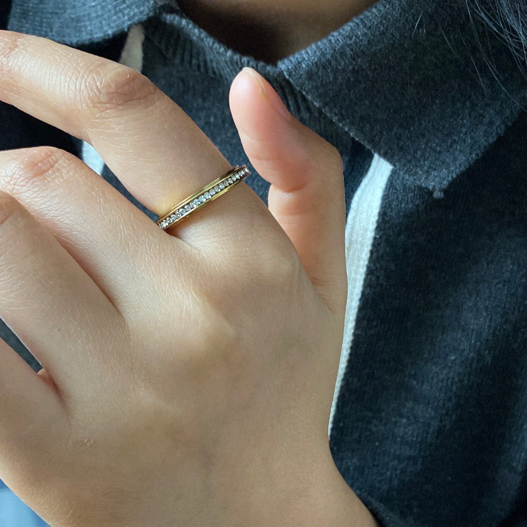 Twinkling Eternity Fidget Ring, waterproof 18k gold-plated stainless steel