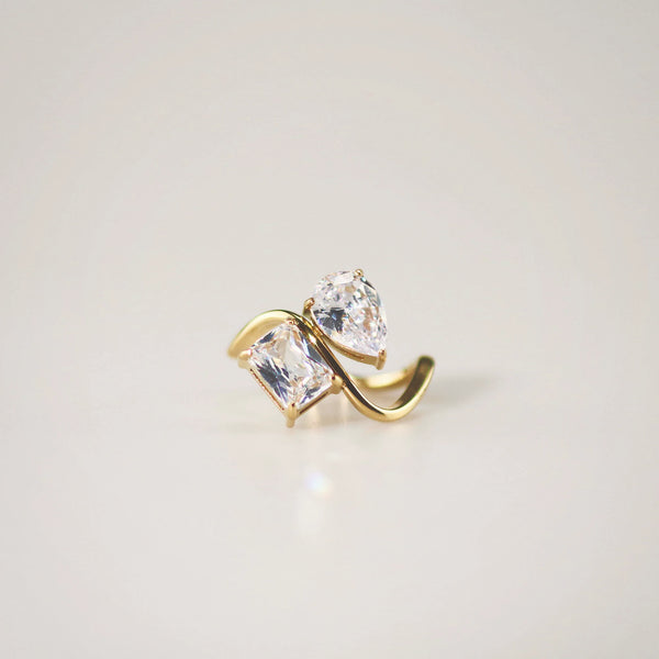 Twins CZ Ring: Waterproof 18k Gold Plated Stainless Steel Ring