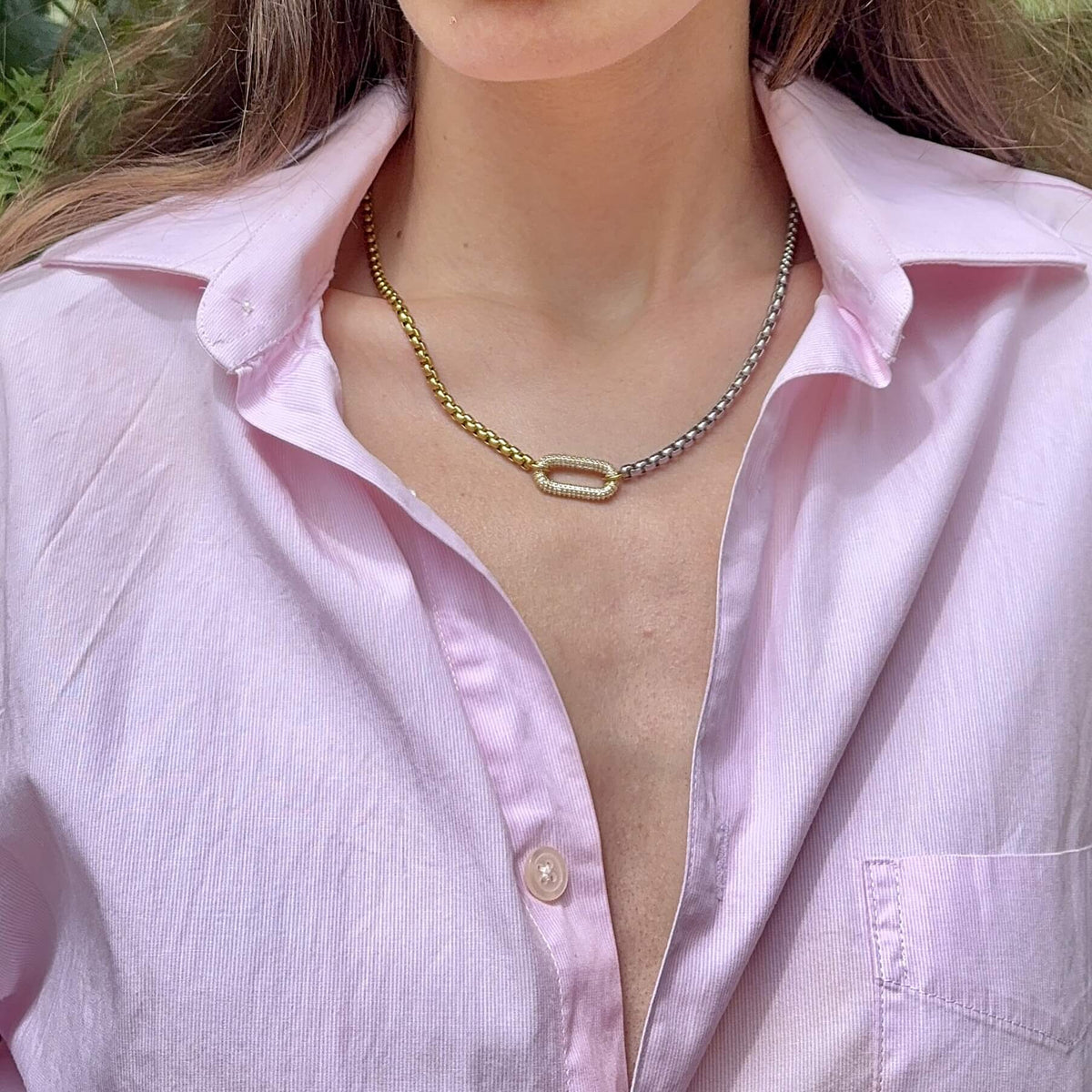 Two Tone Carabiner -Necklace