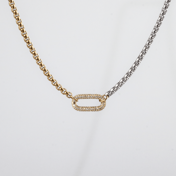 Two Tone Carabiner Necklace – Waterproof Stainless Steel Jewelry
