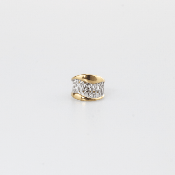 Waterproof Two Tone Mesh Ring – 18k Gold Plated Stainless Steel