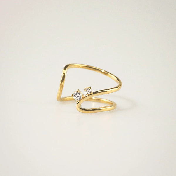Vera Curve Twin Ring - Waterproof 18k Gold Plated Ring