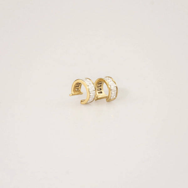 White Baguette Ear Cuff – Waterproof Gold Earrings