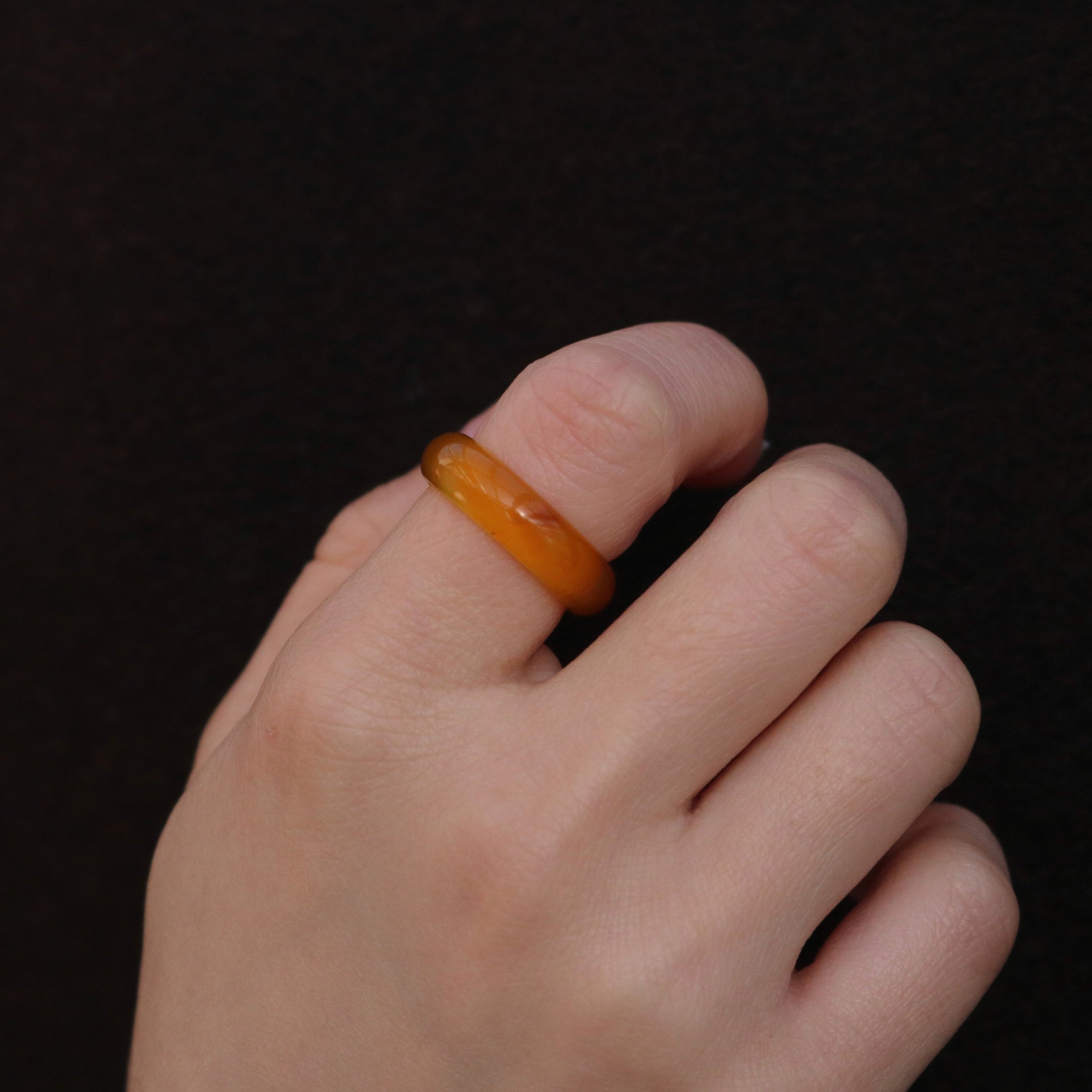 Yellow Jade Band Ring, waterproof
