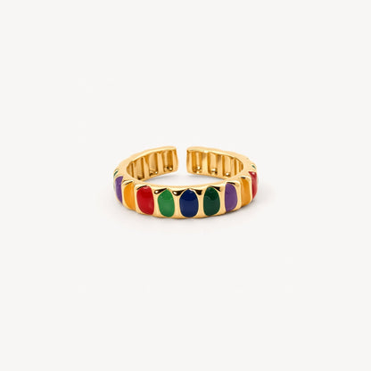 Verstellbarer, 18k vergoldeter Regenbogen-Ring – Stylr