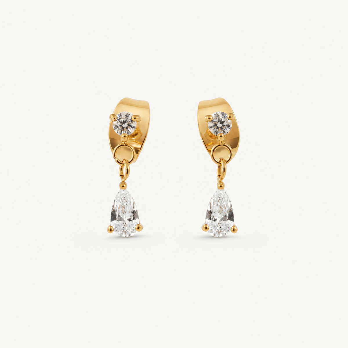 Afton Teardrop CZ Earrings - Waterproof 18K Gold Plated