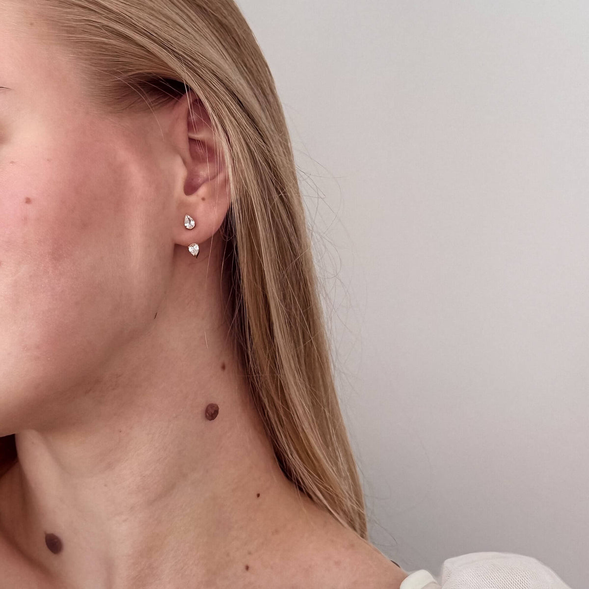 Teardrop Crystal Ear Jacket, waterproof 18k gold-plated stainless steel