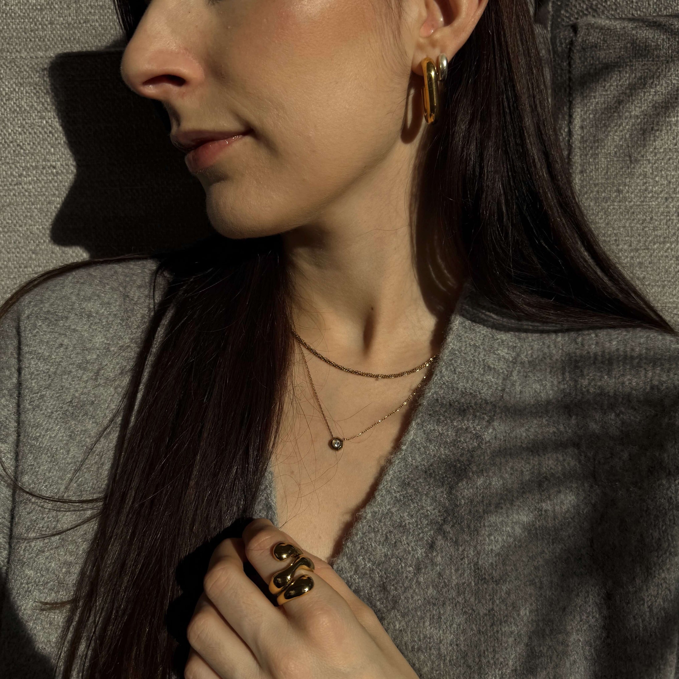 Hexa Spark Necklace, waterproof 18k gold-plated stainless steel