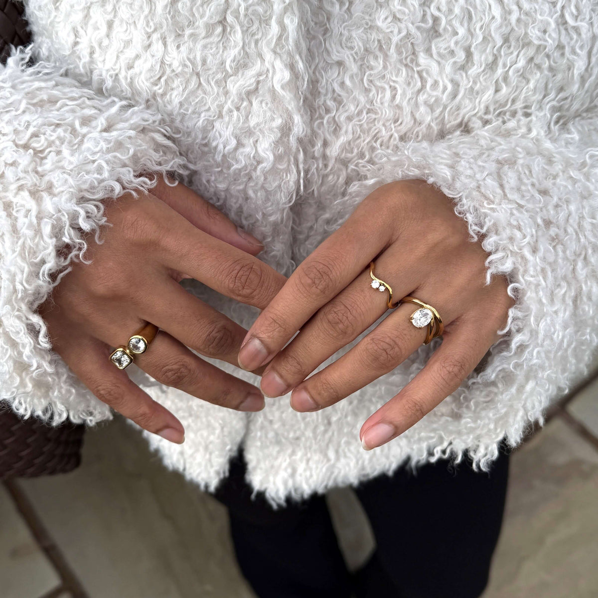 Waterproof Tarnish-Free 18k Gold Plated Wave Ring, 18k gold-plated stainless steel
