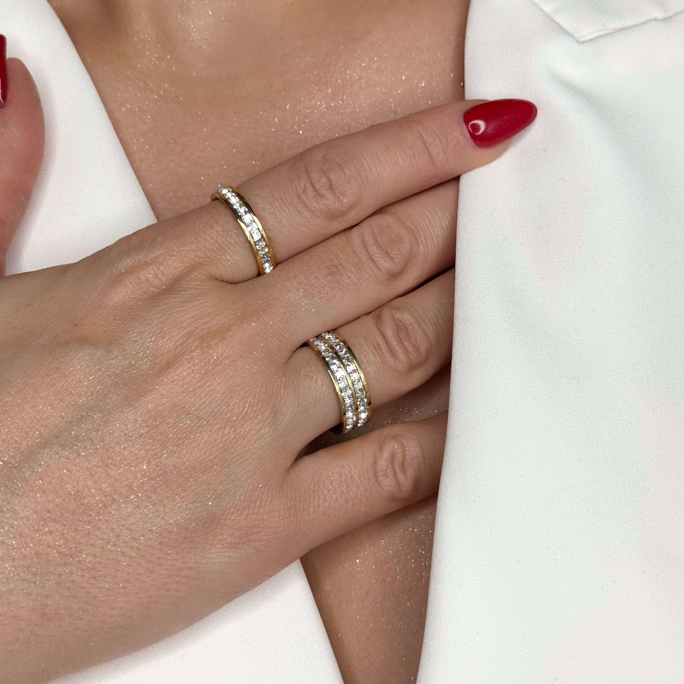 Waterproof 18k Gold Plated Stainless Steel Eternity Ring, 18k gold-plated stainless steel
