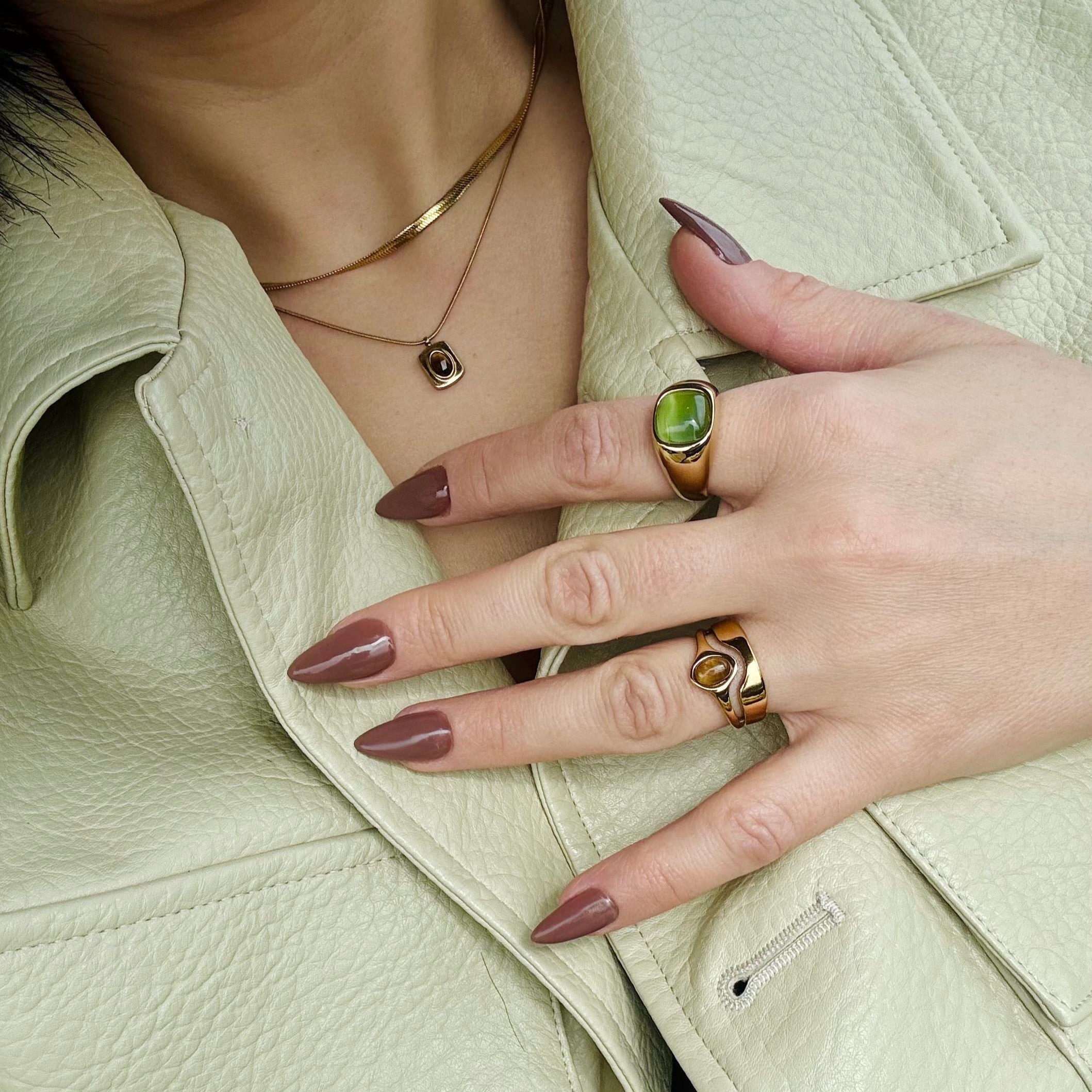 Hugo Ring, waterproof 18k gold-plated stainless steel
