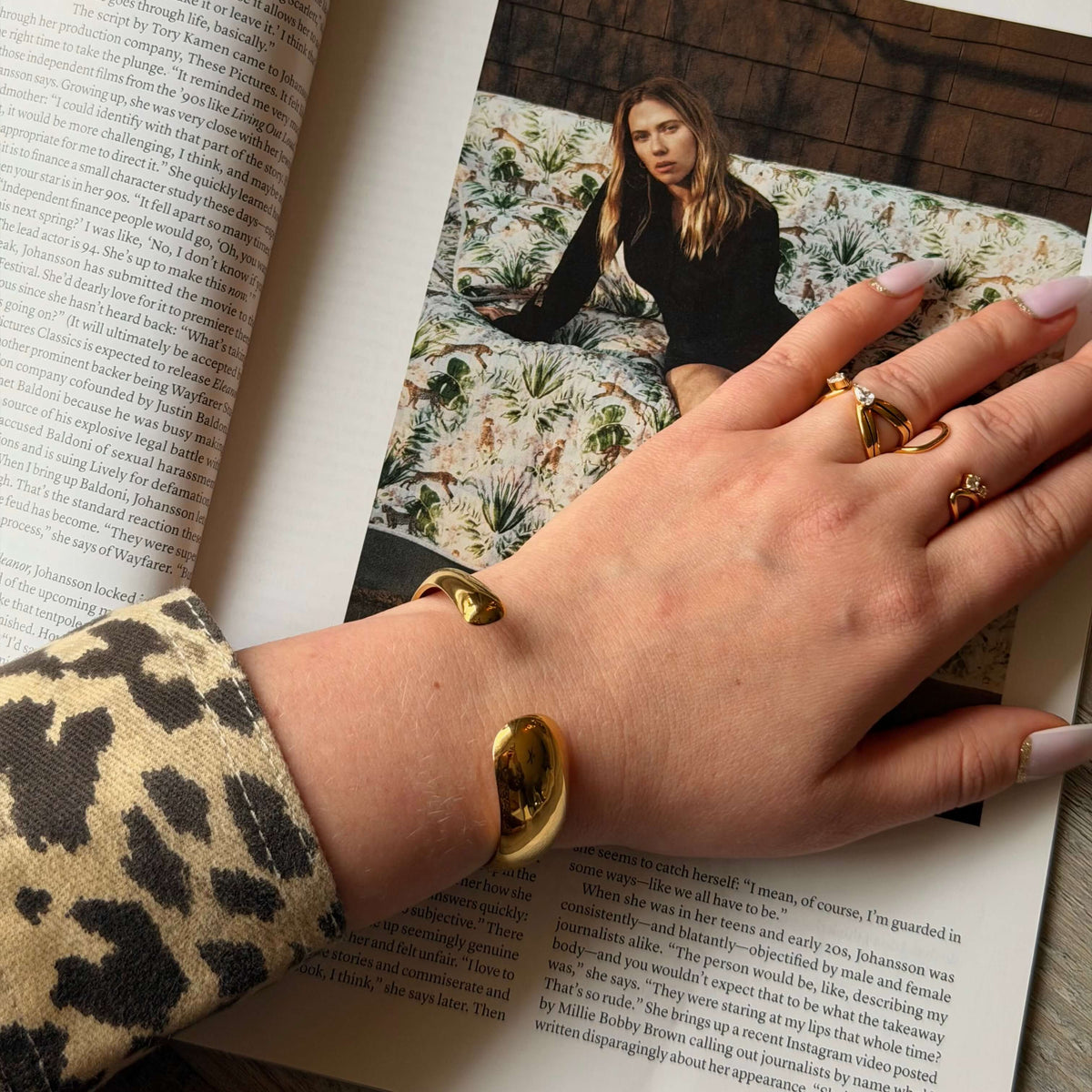 Vera Curve Twin Ring, waterproof 18k gold-plated stainless steel
