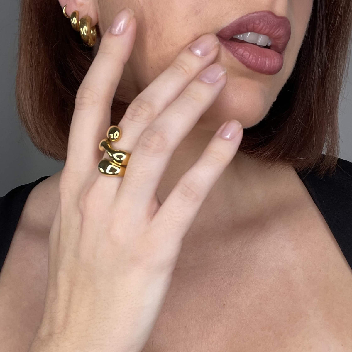 Puffy Coil Ring, waterproof 18k gold-plated stainless steel