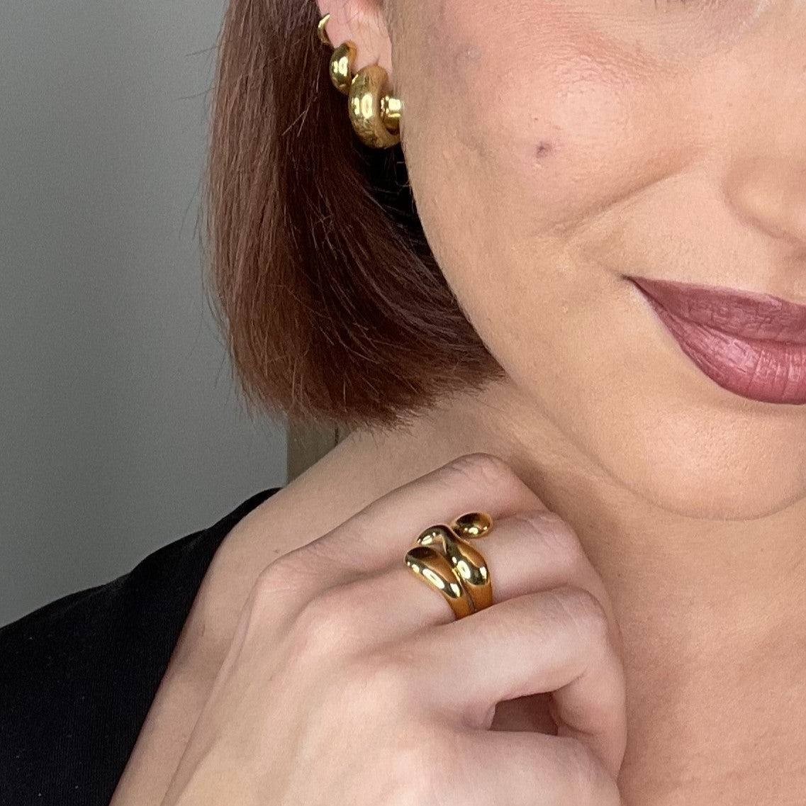 Bold Huggie Hoops, waterproof 18k gold-plated stainless steel