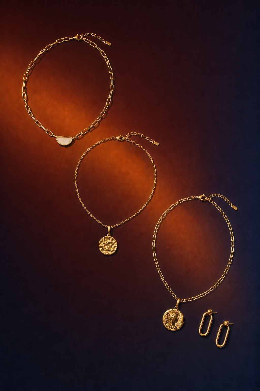 Antiquity Muse jewelry set — flat lay