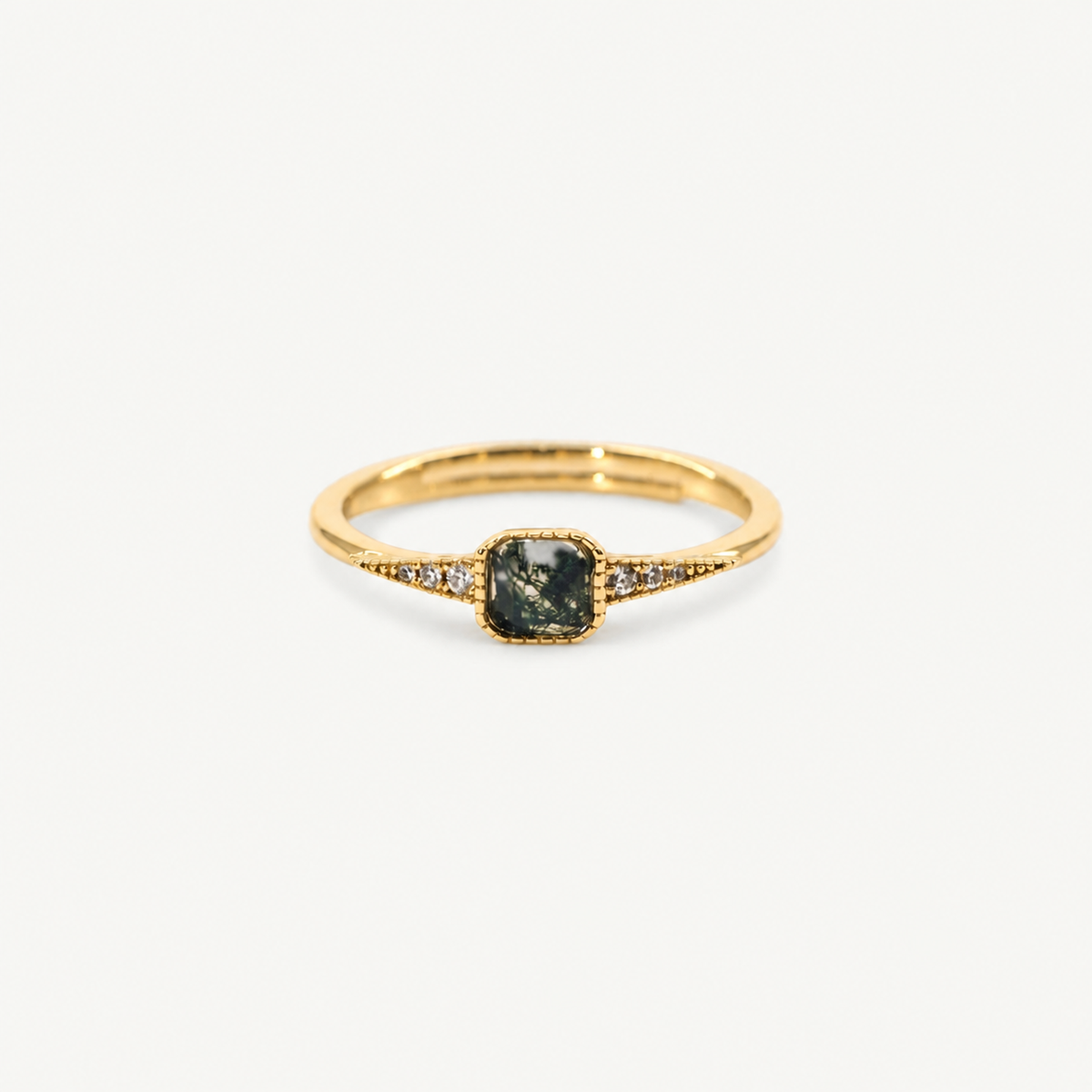 Vintage Gold Plated Aquatic Agate Ring