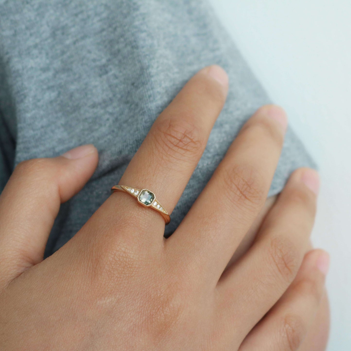 Vintage Gold Plated Aquatic Agate Ring