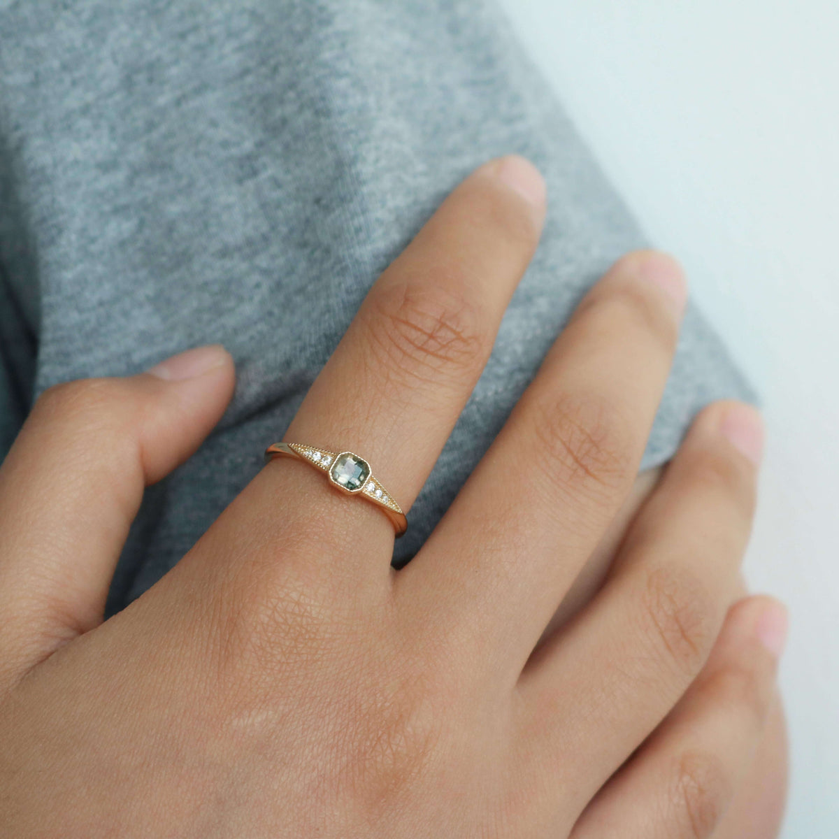 Vintage Gold Plated Aquatic Agate Ring