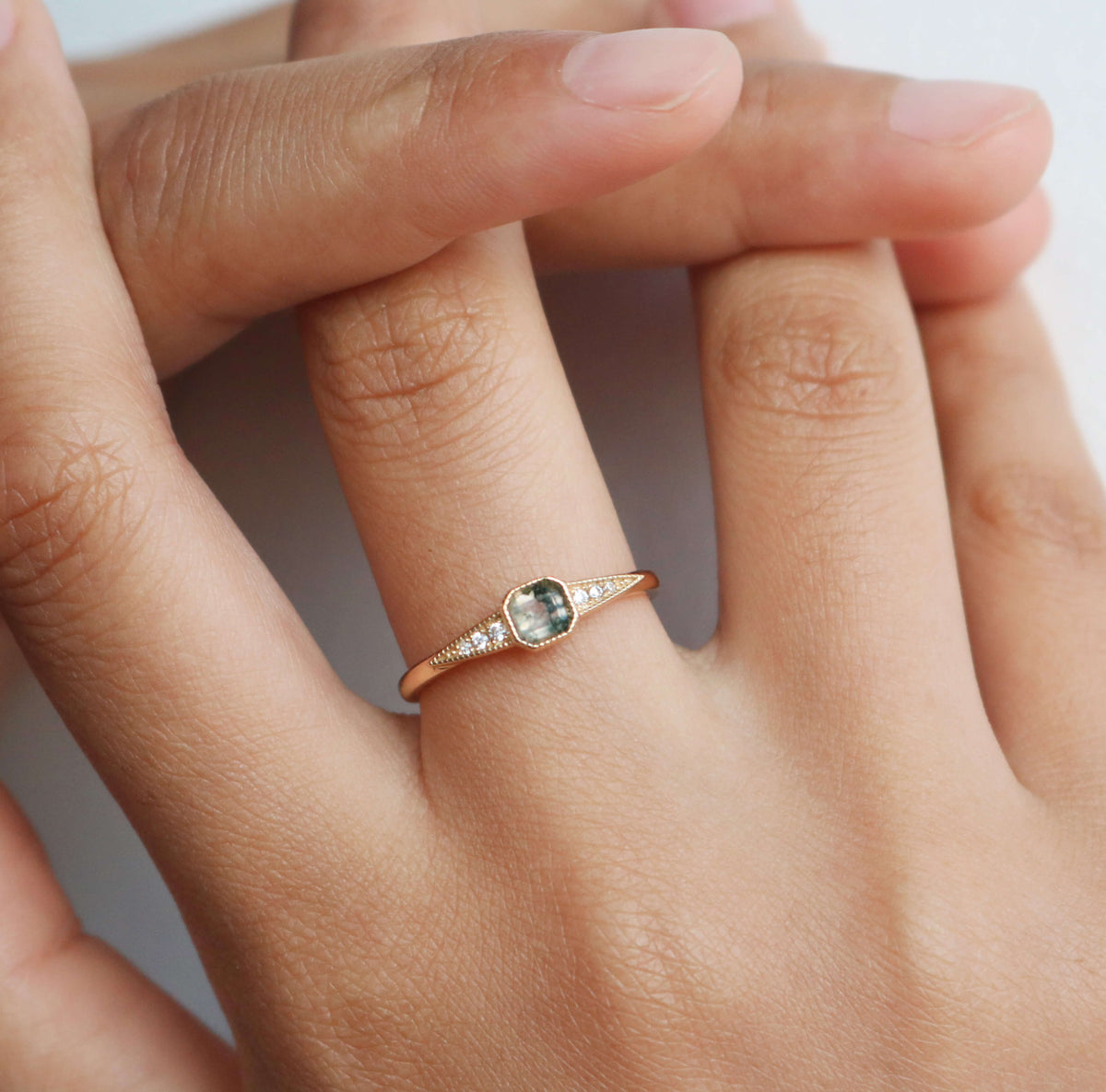 Vintage Gold Plated Aquatic Agate Ring