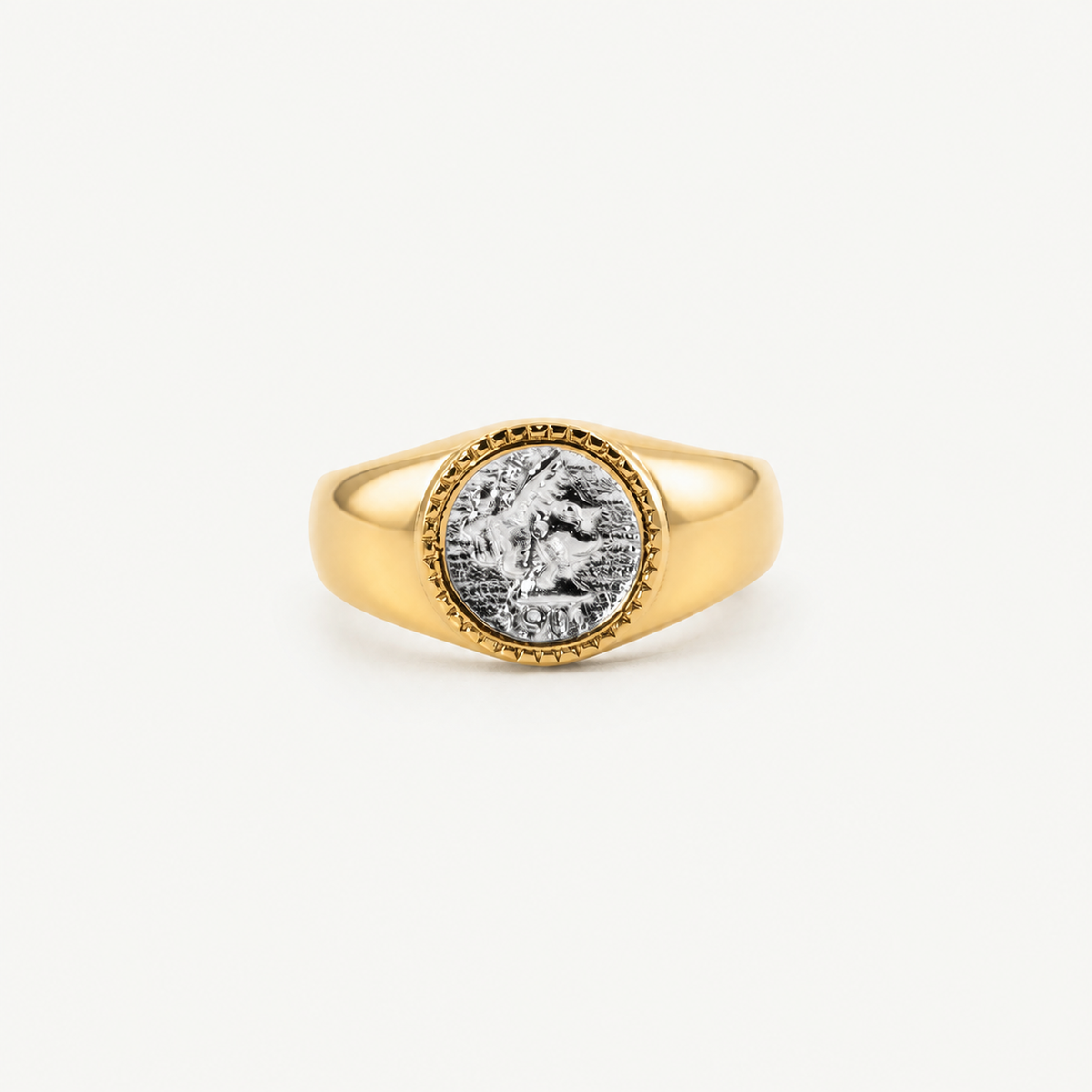Athena Coin Signet Ring - Waterproof Gold & Silver Ring