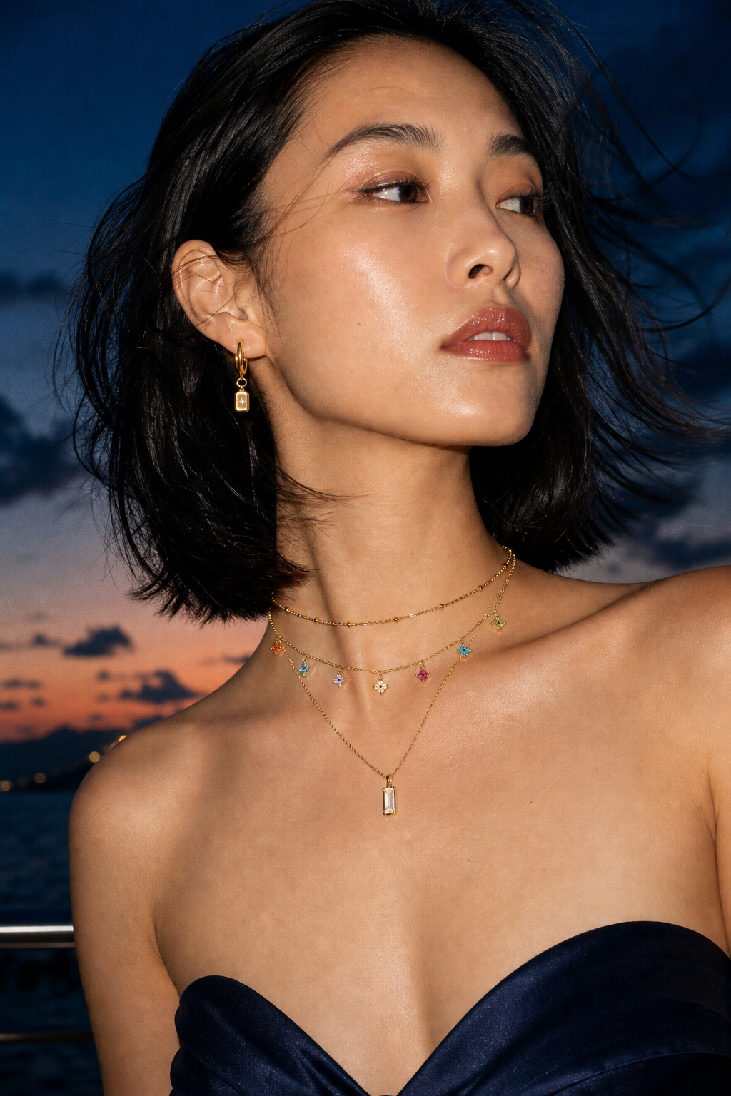 Aurora Hour Stack jewelry set — worn