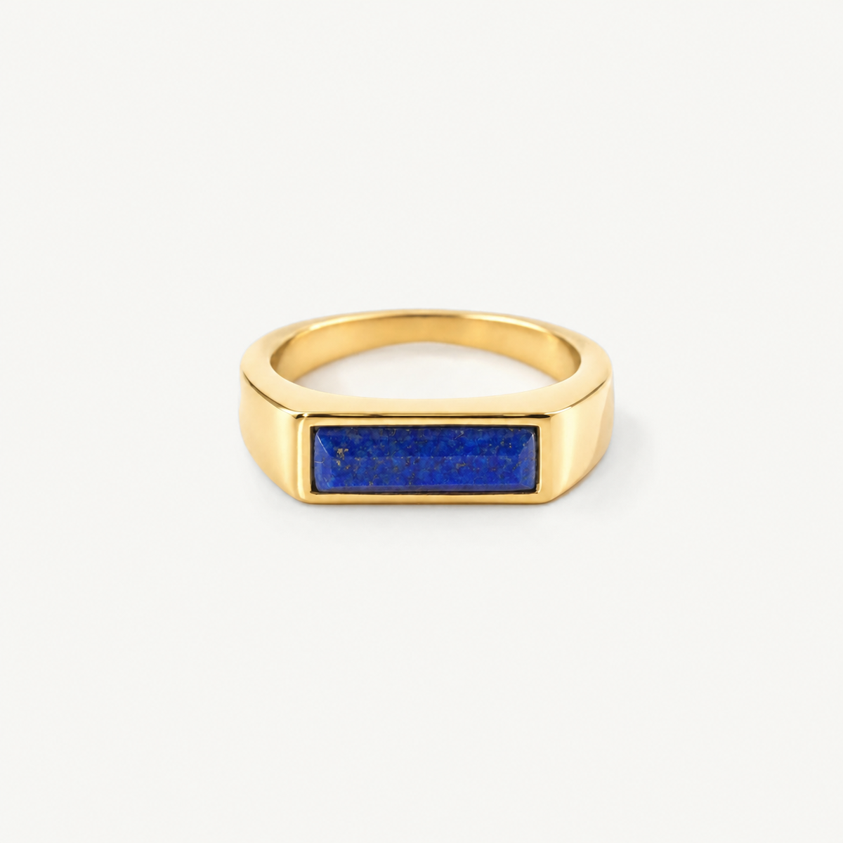 Bar Lapis Lazuli Ring - Hypoallergenic 18k Gold Plated