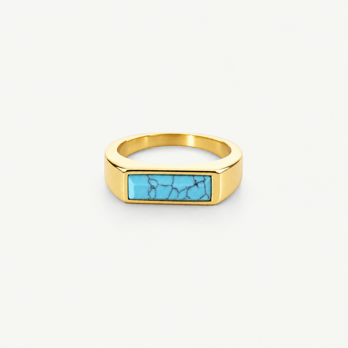 Bar Turquoise Ring - Waterproof 18k Gold Plated Stainless Steel