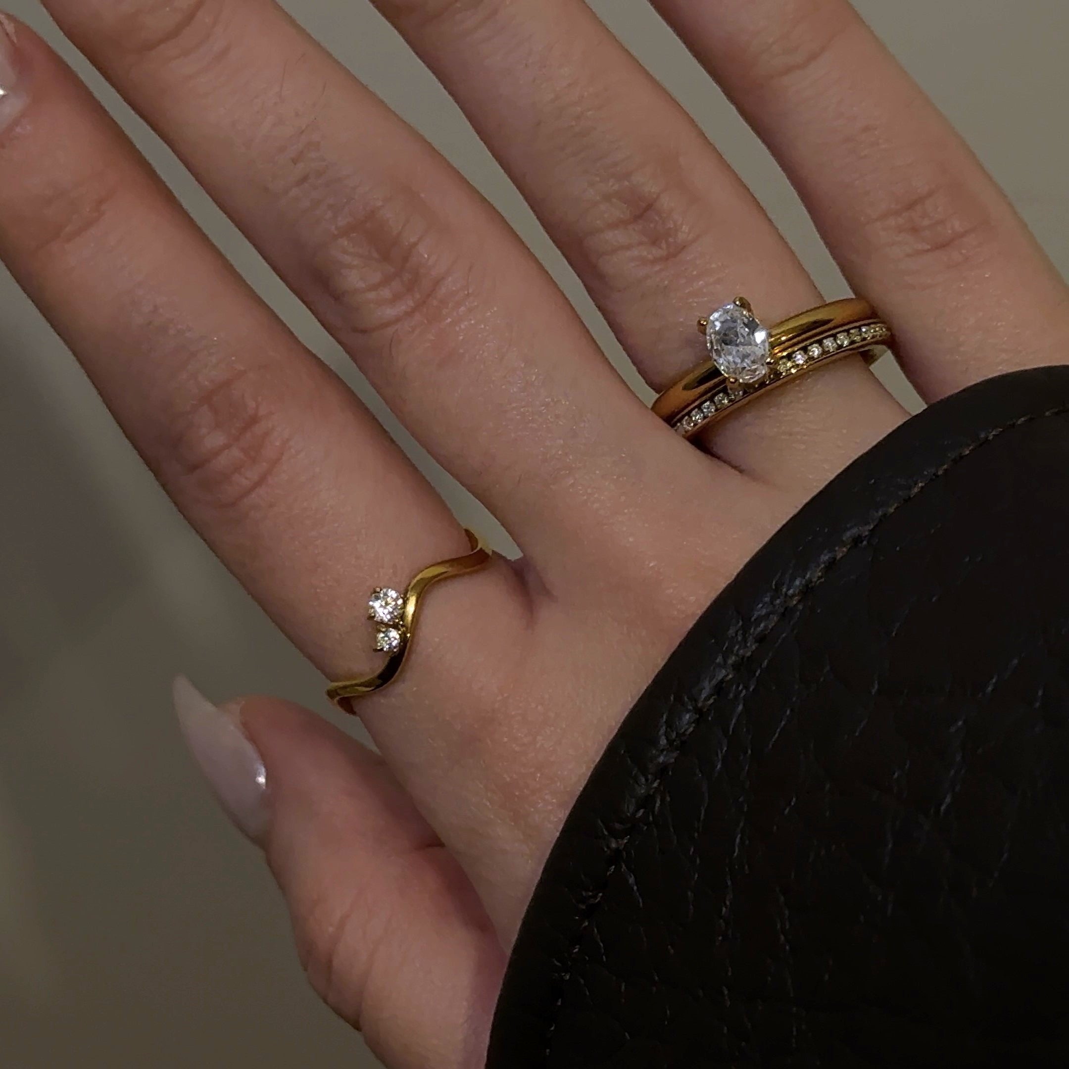 Waterproof Tarnish-Free 18k Gold Plated Wave Ring, 18k gold-plated stainless steel