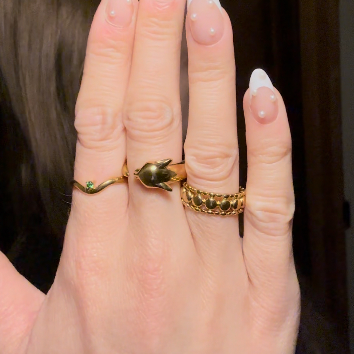 beaded ring gold
