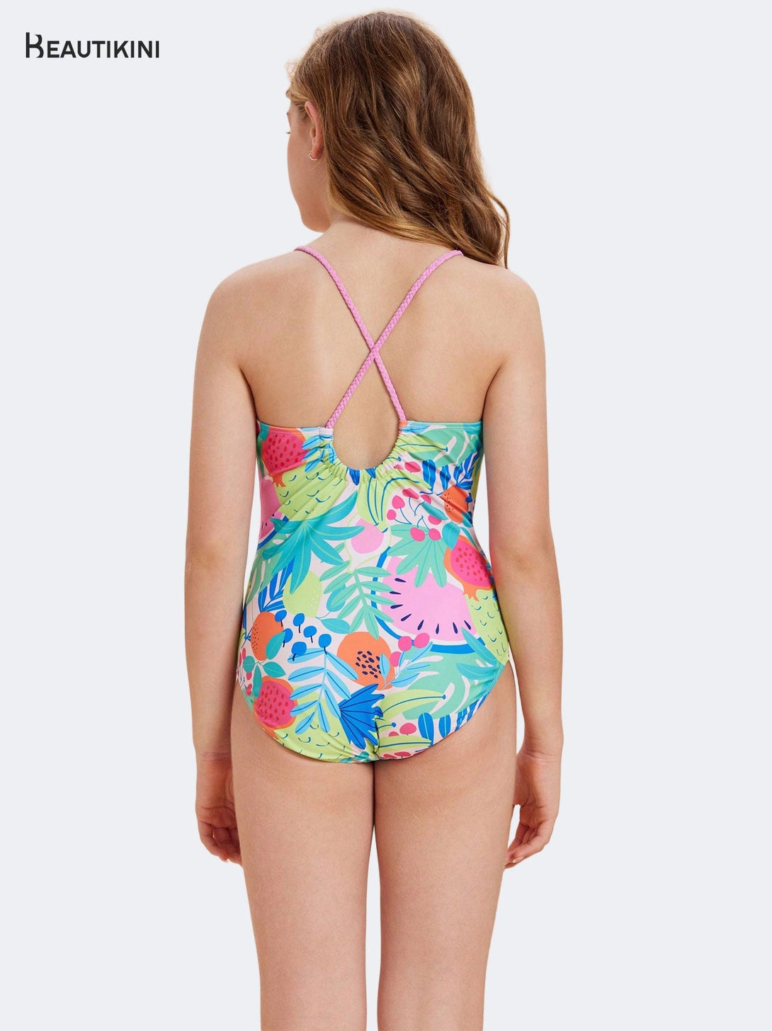 BEAUTIKINI Girls' Fruity Crisscross - Strap Swimsuit - Stylr