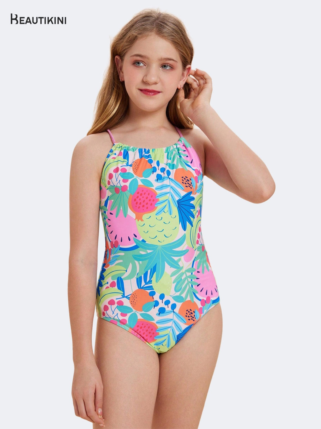 BEAUTIKINI Girls' Fruity Crisscross - Strap Swimsuit - Stylr