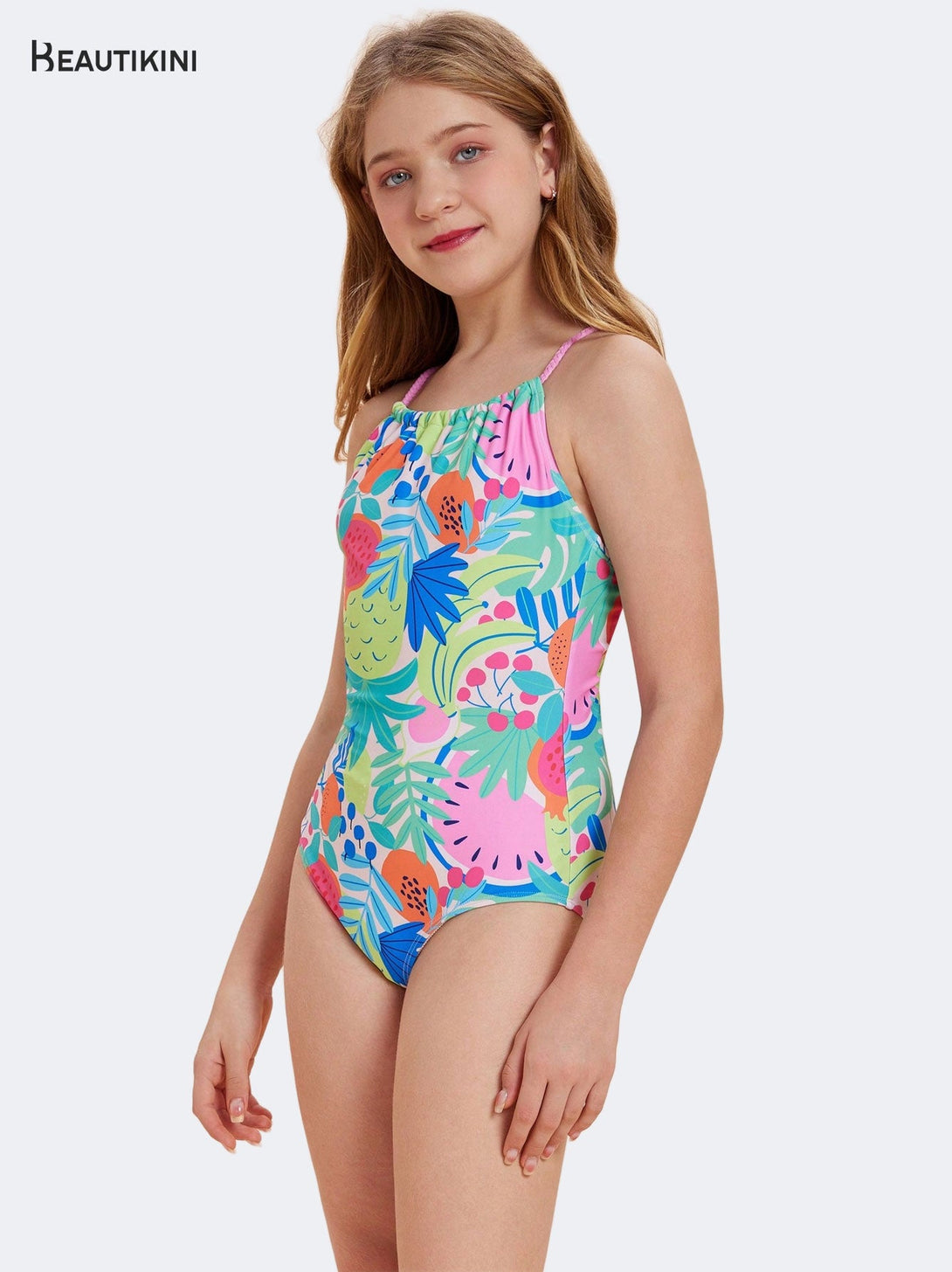 BEAUTIKINI Girls' Fruity Crisscross - Strap Swimsuit - Stylr