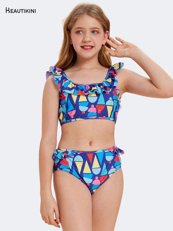 BEAUTIKINI: Ruffles & Geometric Patterns in Summer - Stylr