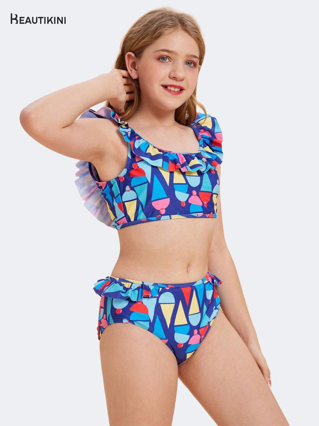 BEAUTIKINI: Ruffles & Geometric Patterns in Summer - Stylr